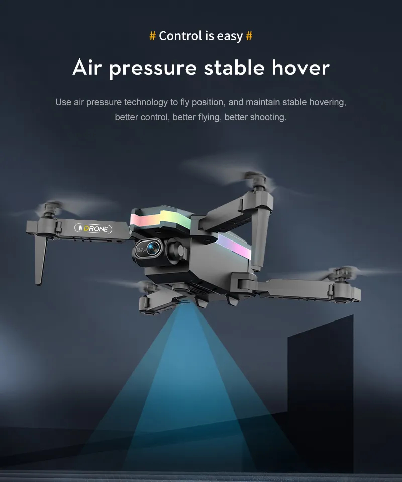 Mini XT8 Drone 4K professional HD camera WIFI FPV quadcopter LED lights Foldable RC helicopter Camera-free Kids Toy Gift