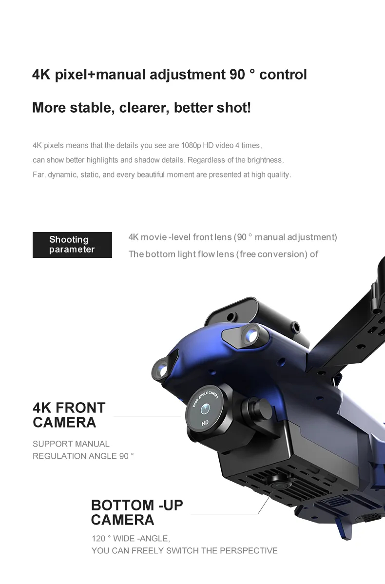 New professional UAV 809 4K HD camera WIFI FPV optical flow 360 ° obstacle avoidance foldable four-axis aircraft camera-free toy