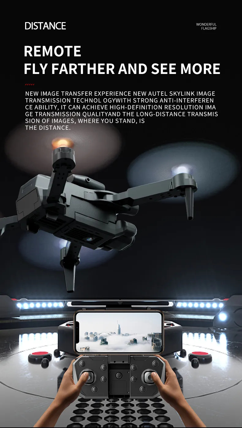 Professional mini LED light drone 4K WIFI HD ESC camera Fpv with optical flow obstacle avoidance folding quadcopter toy gift