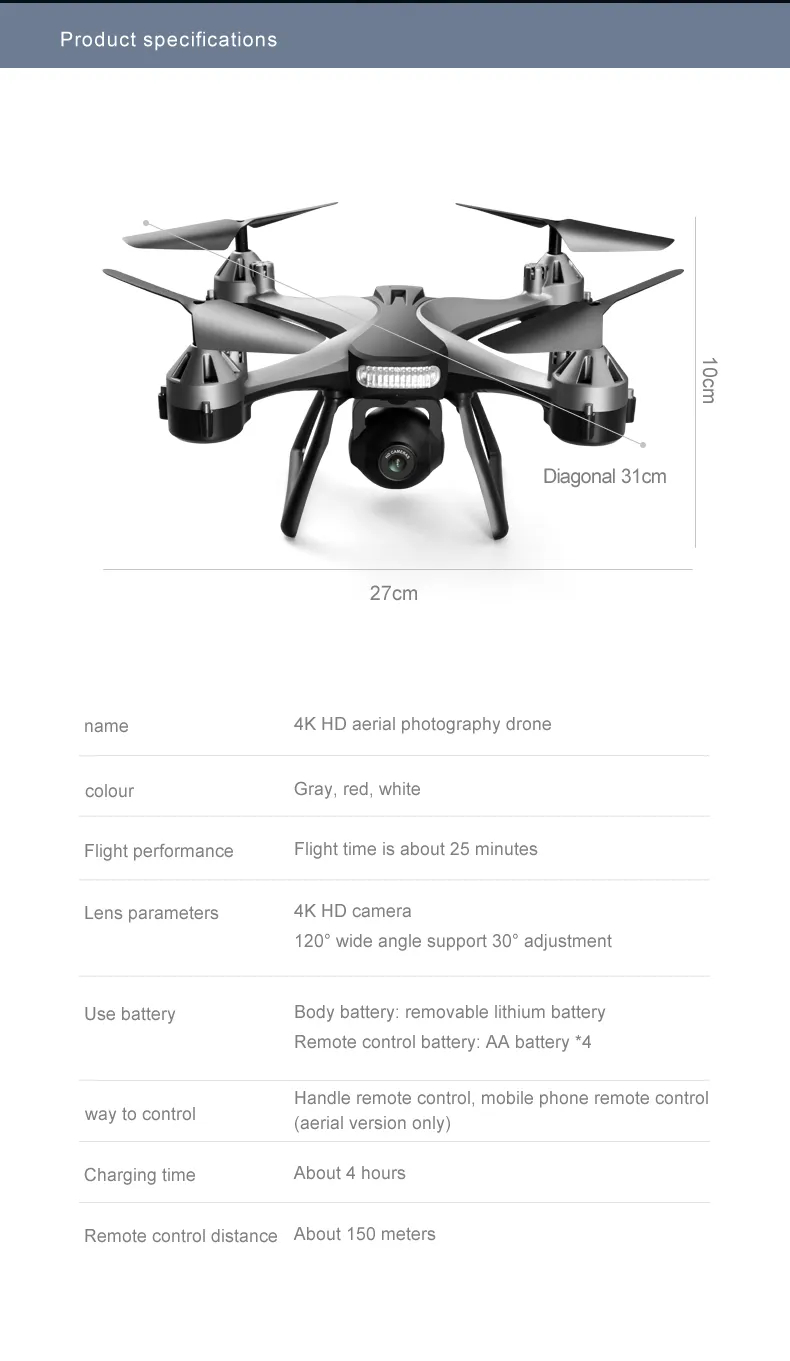 New JC801 Drone 4k Professional WiFi Fpv HD wide-angle camera RC Aerial Photography quadcopter helicopter Camera-free toy gift