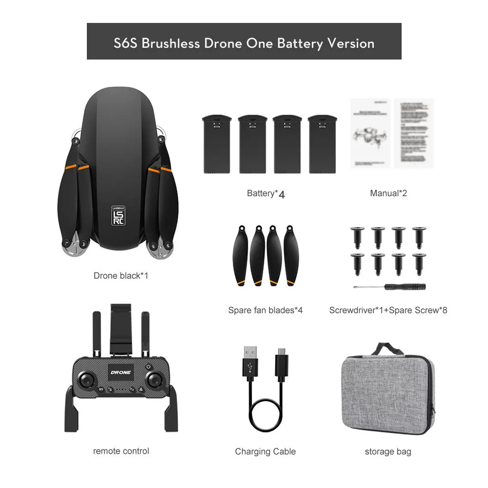 New S6S 4K Mini Drone GPS 5G Wifi HD Camera EIS Camera Optical Flow Brushless Motor Foldable Quadcopter RC Helicopter Toy