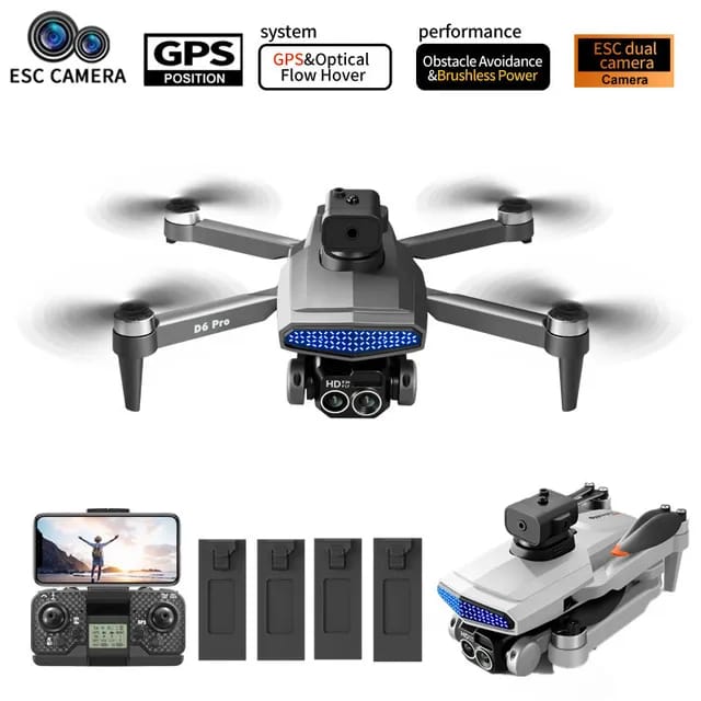The new D6 professional mini drone 4kWifi FPV HD ESC camera optical flow with obstacle avoidance foldable quadcopter toy gift