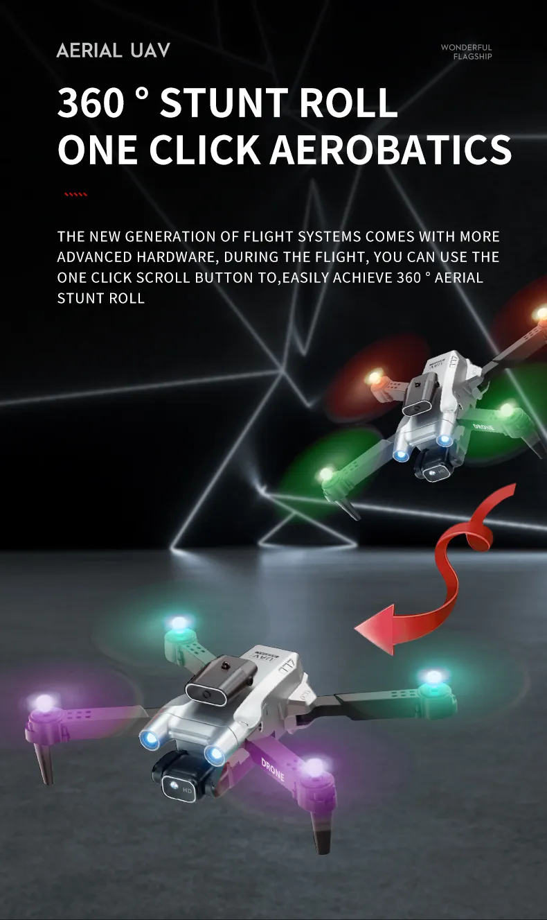 Professional mini LED light drone 4K WIFI HD ESC camera Fpv with optical flow obstacle avoidance folding quadcopter toy gift