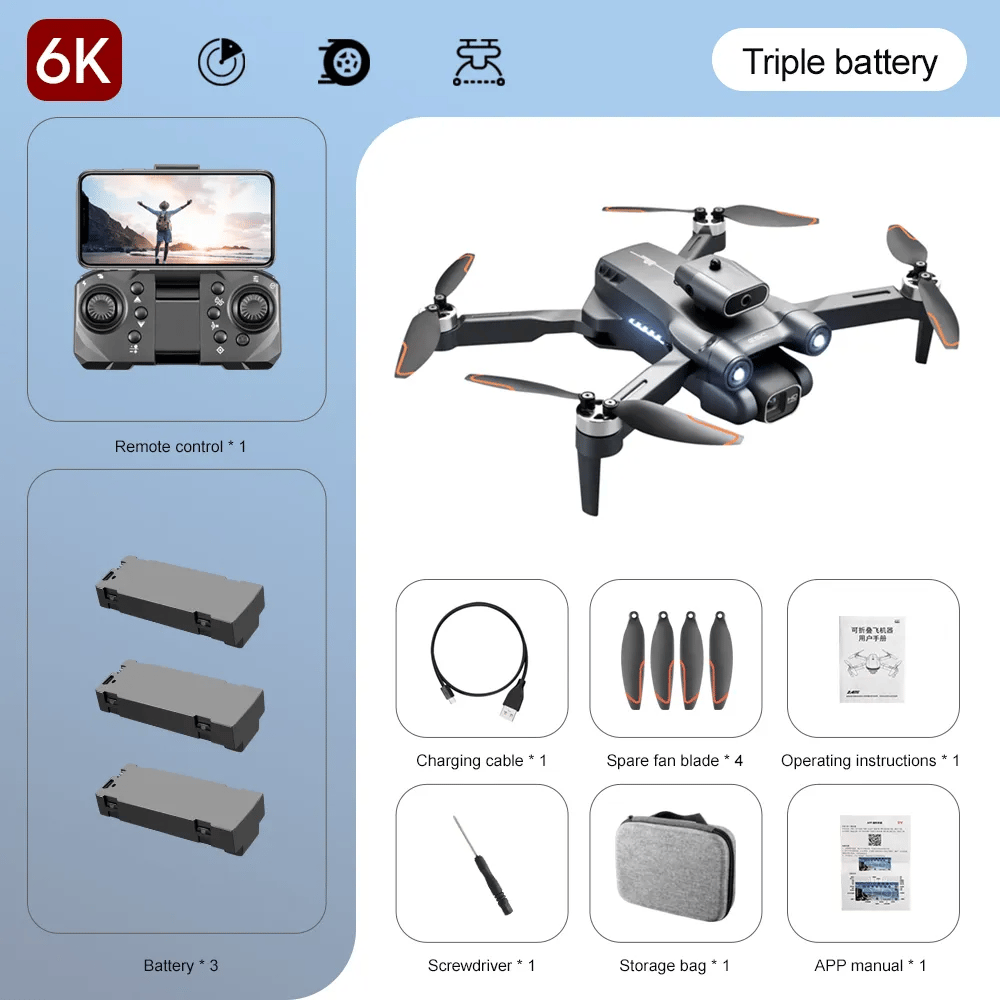 4K drone professional HD6K ESC camera WIFI FPV optical flow positioning obstacle avoidance four-axis foldable RC helicopter toys