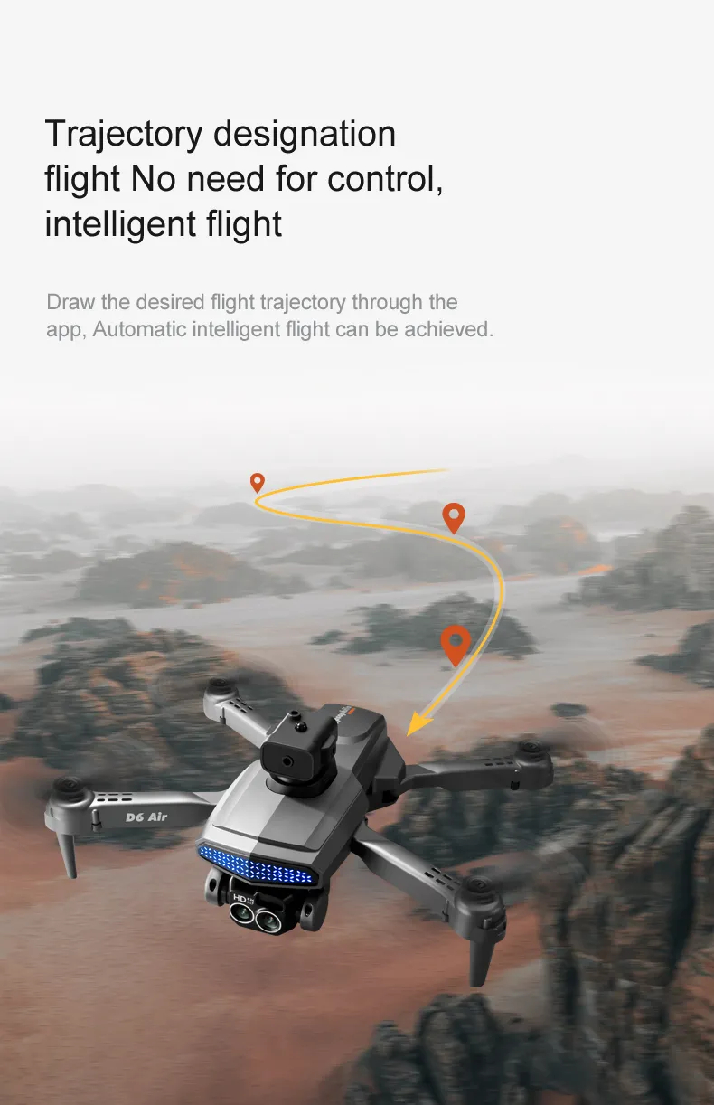 The new D6 professional mini drone 4kWifi FPV HD ESC camera optical flow with obstacle avoidance foldable quadcopter toy gift