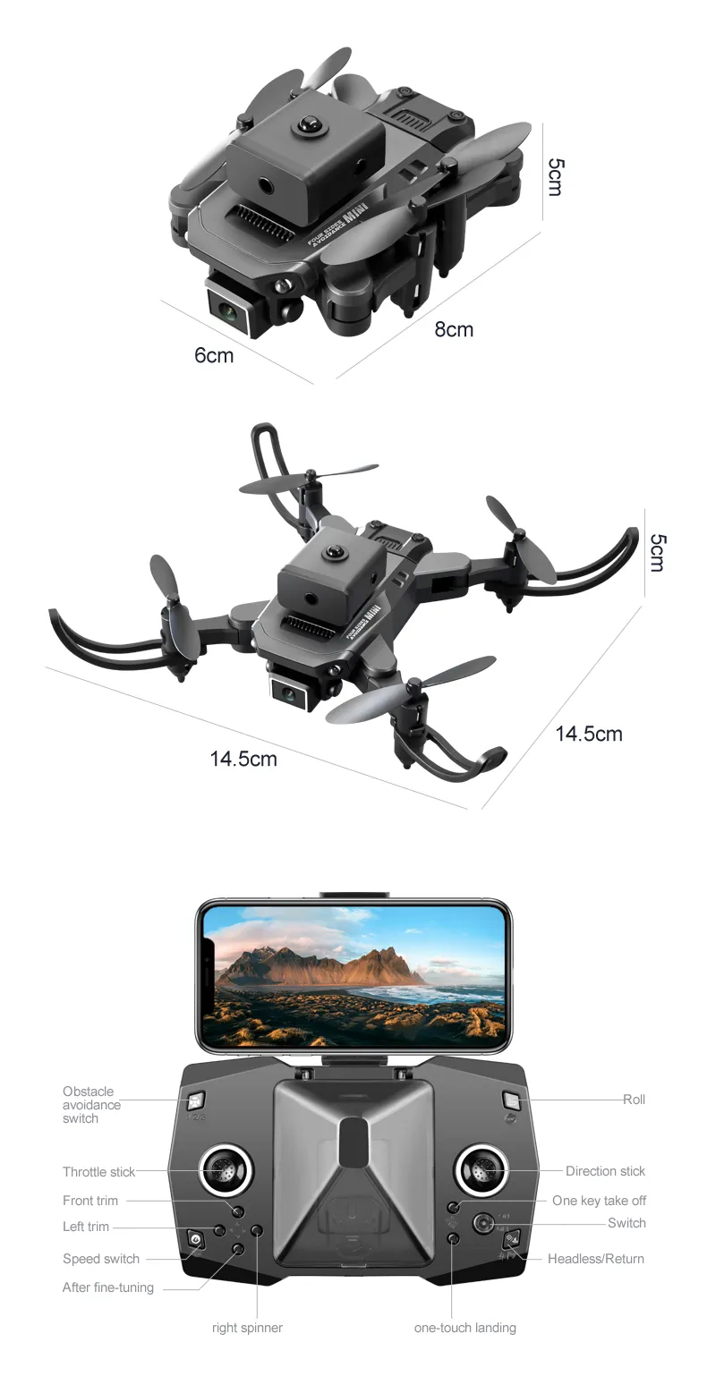 New KY912 Mini Drone 4K HD Camera Air Pressure Fixed Height Four Sides Obstacle Avoidance Professional Foldable Quadcopter Toy