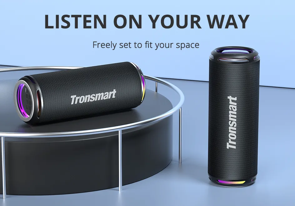 Tronsmart T7 Lite Bluetooth Speaker Enhanced Bass Portable Speaker with 24H Playtime, APP Control, IPX7 Waterproof for Camping