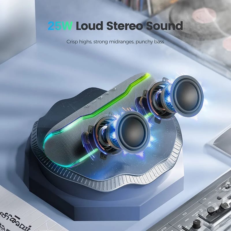 WISETIGER Bluetooth Speaker 25W Wireless IPX7 Waterproof Speaker Camping Sound Box BT5.3 Stereo Surround Loudspeaker for Outdoor