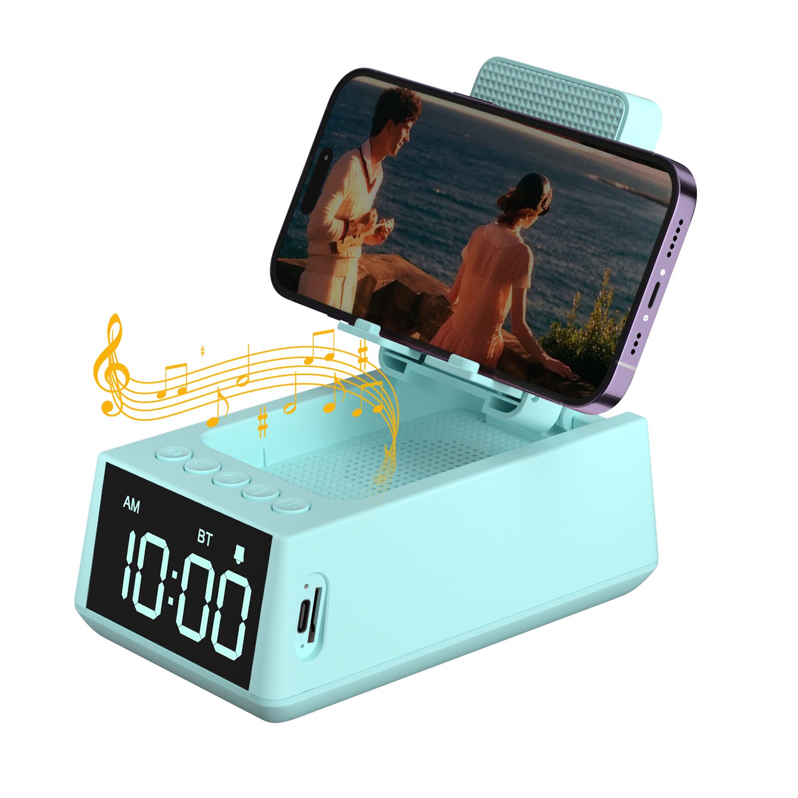 WISE TIGER Stand Bluetooth Speaker Foldable Wireless Speaker with Loud Alarm Clock Best Gift Sound Box with 12H Display for Home