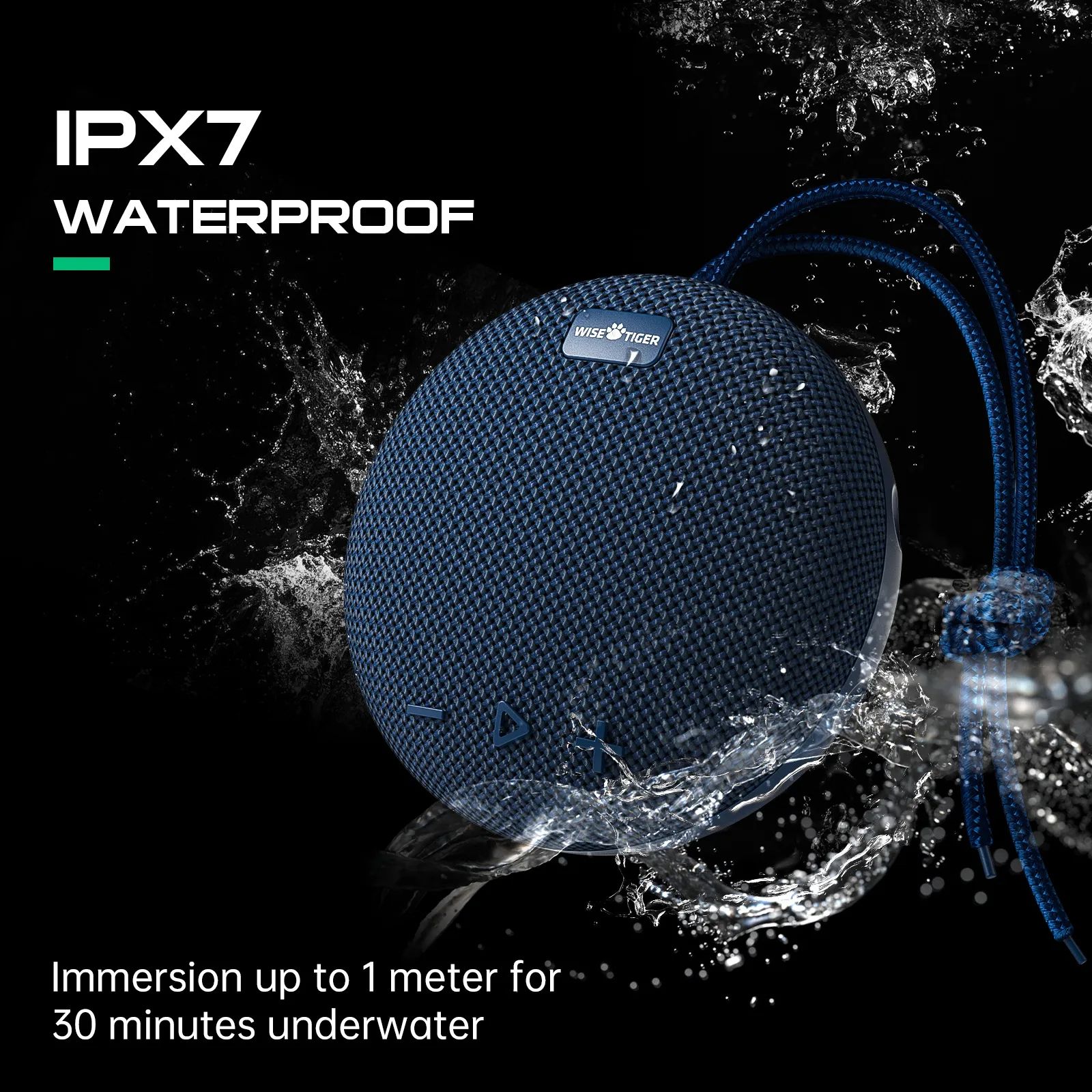 WISETIGER Speaker Buetooth IPX7 Waterproof Outdoor Sports Sound Box True Wireless Stereo Surround Audio BT5.0 Speaker Music Box