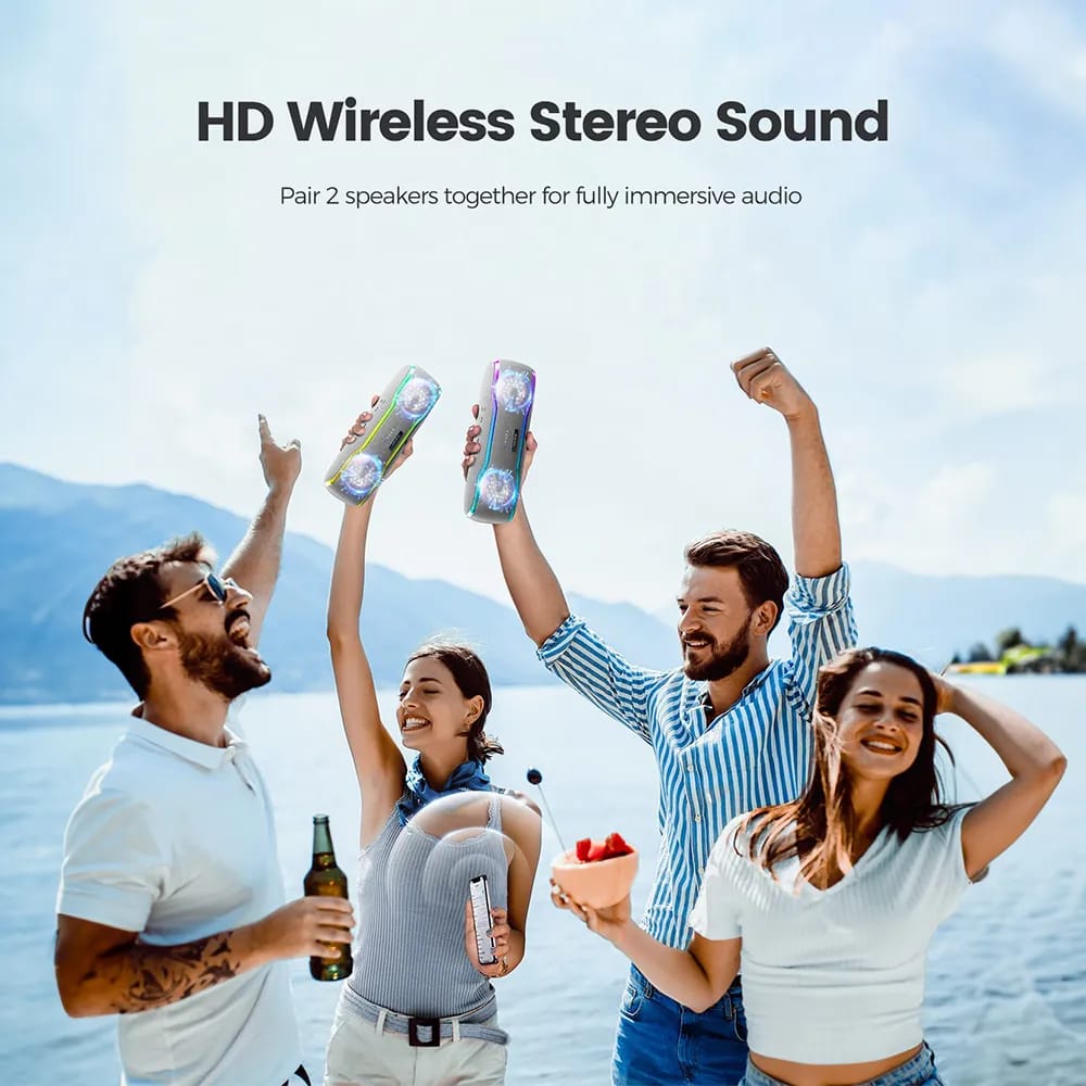 WISETIGER Bluetooth Speaker 25W Wireless IPX7 Waterproof Speaker Camping Sound Box BT5.3 Stereo Surround Loudspeaker for Outdoor