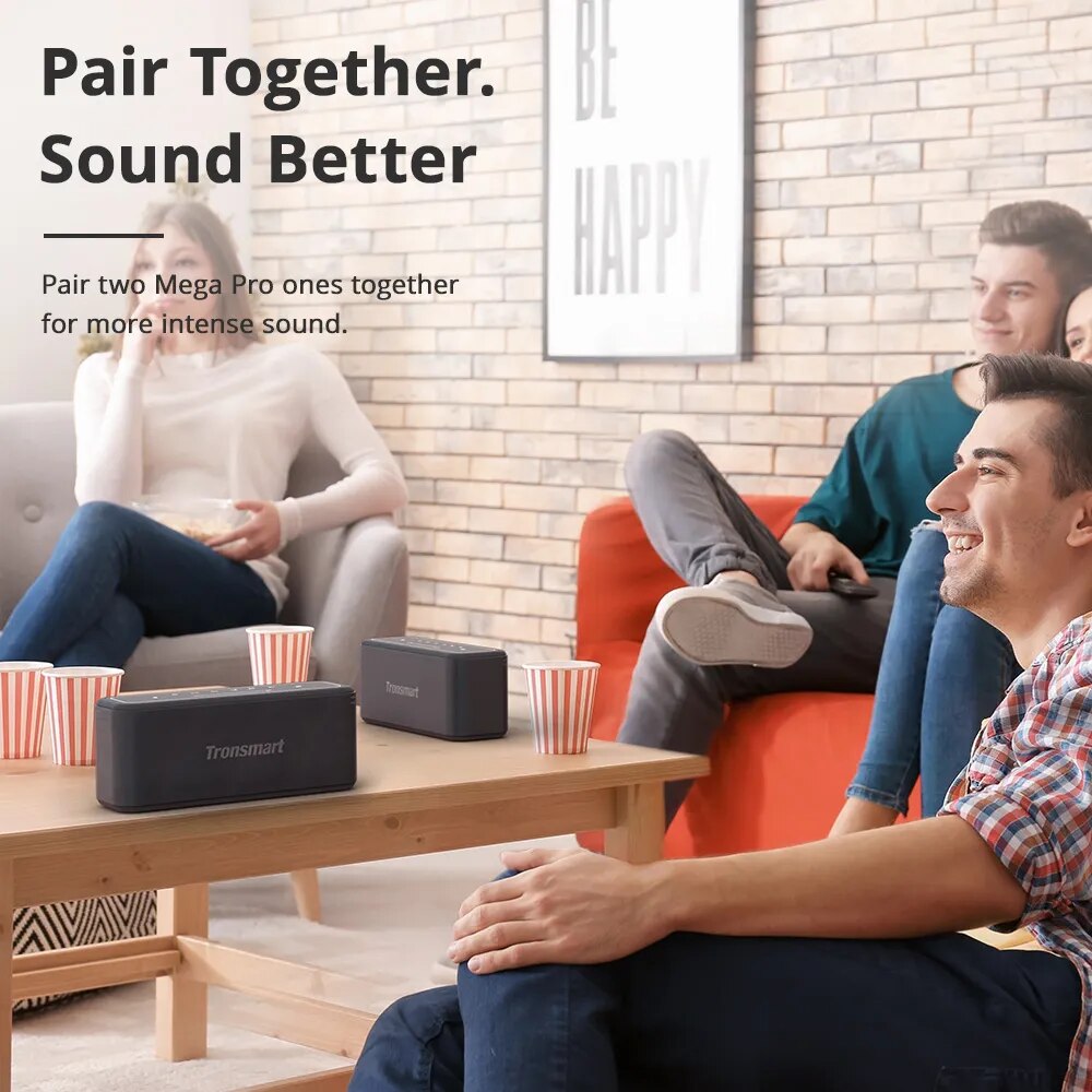 Tronsmart Mega Pro Bluetooth Speaker 60W Portable Speaker Enhanced Bass Column with NFC, IPX5 Waterproof, Voice Assistant