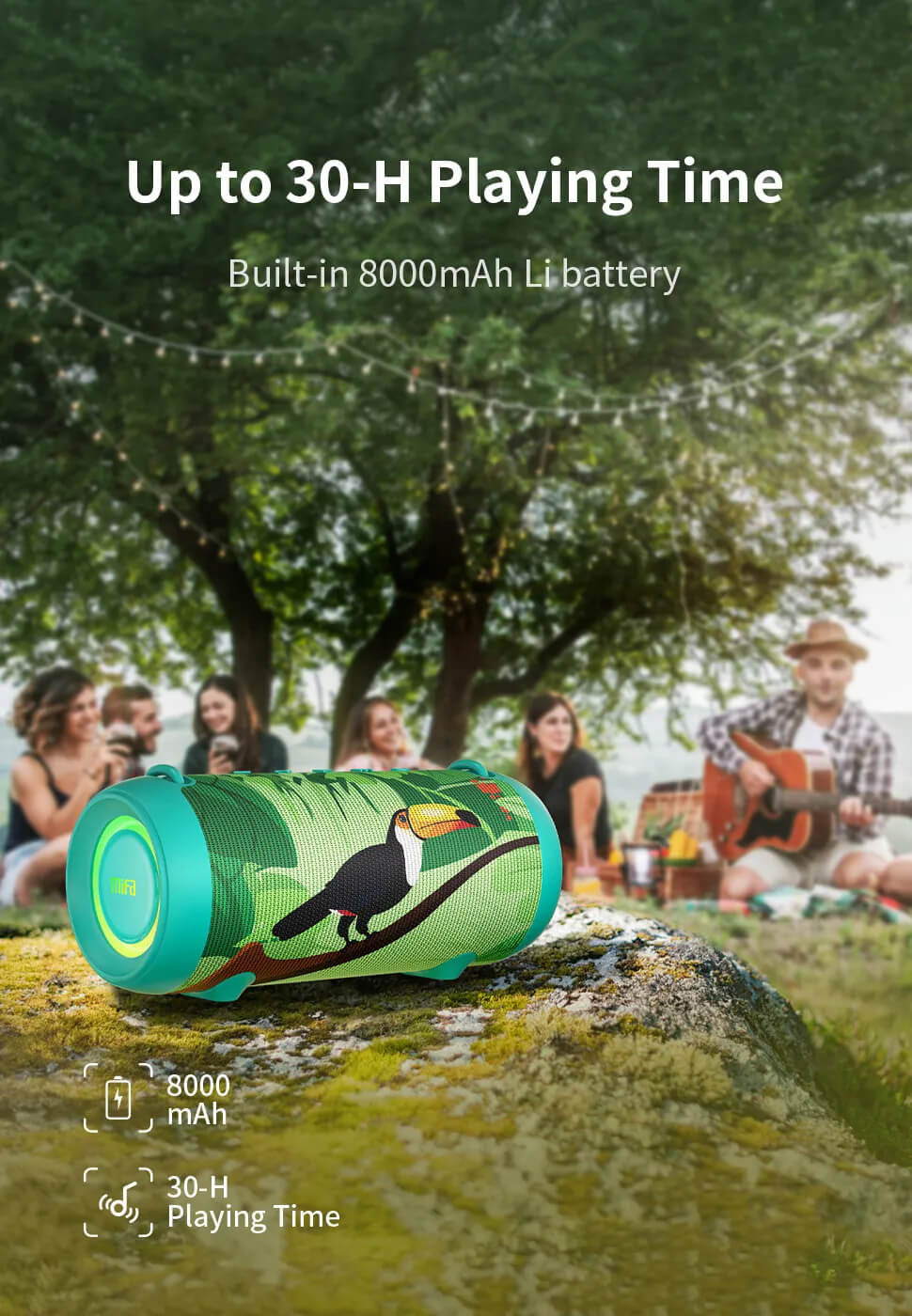 mifa A90 Green Bluetooth Speaker 60W Output Power Bluetooth Speaker with Class D Amplifier Excellent Bass Performace