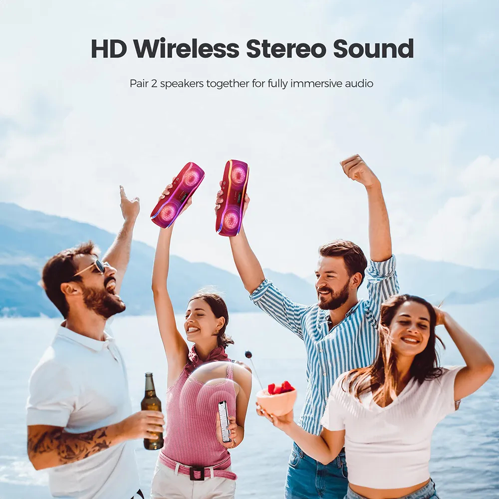 WISETIGER Bluetooth Speaker 25W Wireless IPX7 Waterproof Speaker Camping Sound Box BT5.3 Stereo Surround Loudspeaker for Outdoor