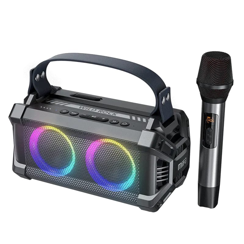 mifa WildRock Portable Karaoke Party Speaker with Wireless Microphone, Bluetooth 5.0 Speakers, 60W Powerful Sound, 13H Playtime