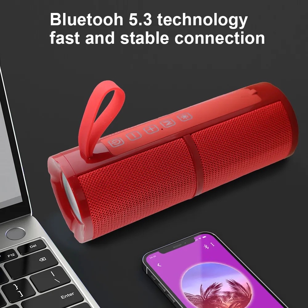 WISE TIGER Speaker Bluetooth Wireless Sound Box Portable Subwoofer Outdoor Waterproof Loudspeaker Stereo Surround RGB Lighting