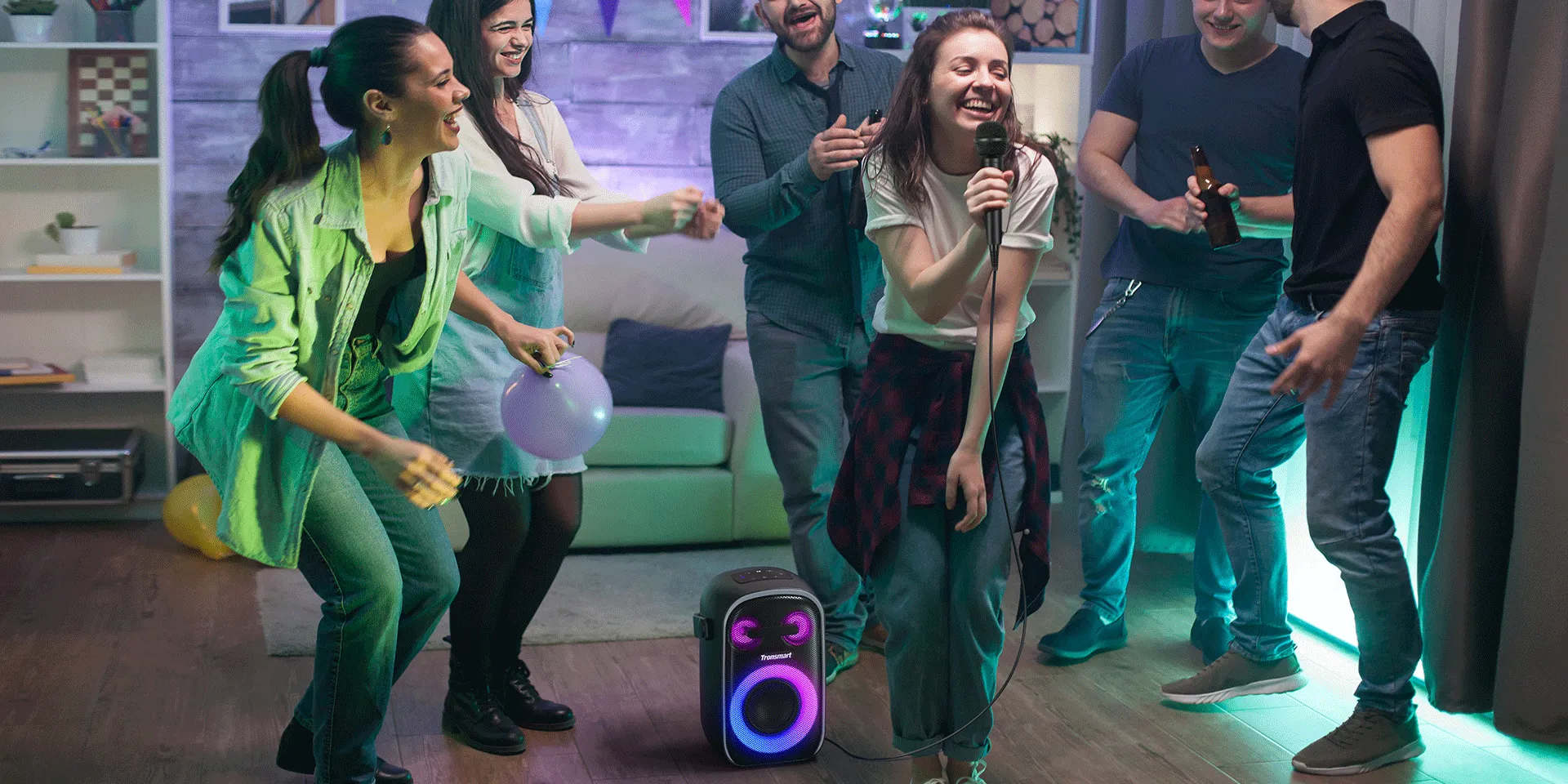 Tronsmart Halo 100 Speaker Halo 110 Bluetooth Speaker with 3-Way Sound System, Dual Audio Modes, App Control, for Karaoke, Party