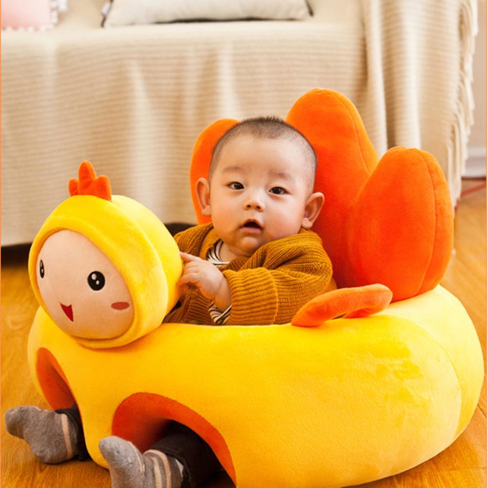 Baby Learn Sitting Sofa Seat Cover Cartoon Plush Support Seat Learn To Sit Baby Plush Toys For 0-3 M （Without Filler）