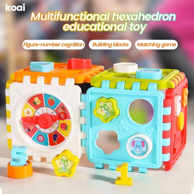 Puzzle Building Block Toy Shape Matching Hexahedron with Number Graphic Cognitive Block for Baby Puzzle Building Block Toy Shape Matching Hexahedron with Number Graphic Cognitive Block for Baby