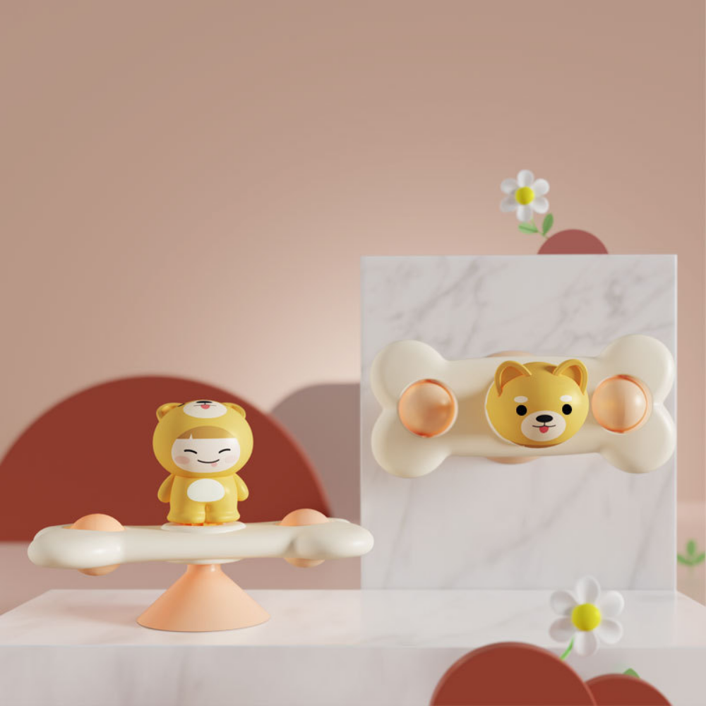 Montessori Baby Bath Toys For Boy Children Bathing Spinner Sucker Suction Cup Toy For Kids Funny Child Rotating Rattles Teether