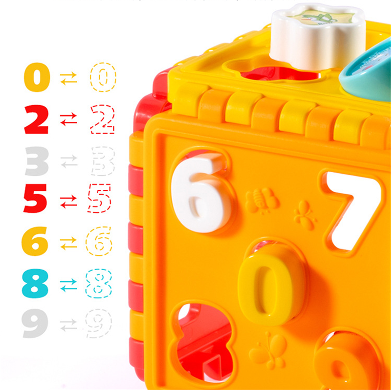 Toddler Activity Cube Shape Sorting Toys Boys Girls Shape Matching Number Sorter Game Baby Montessori Educational Toys