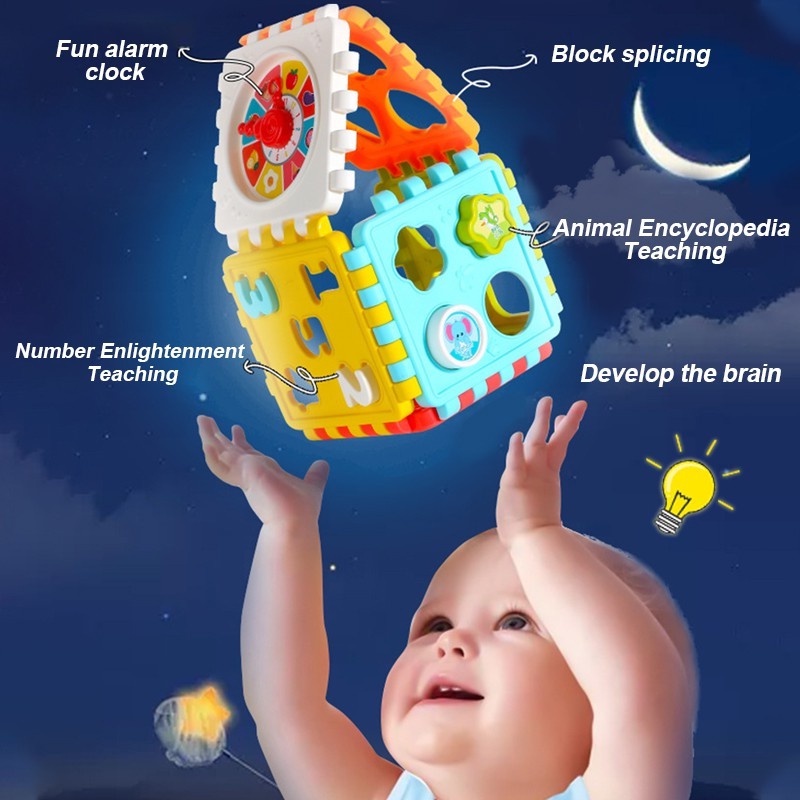 Puzzle Building Block Toy Shape Matching Hexahedron with Number Graphic Cognitive Block for Baby Puzzle Building Block Toy Shape Matching Hexahedron with Number Graphic Cognitive Block for Baby