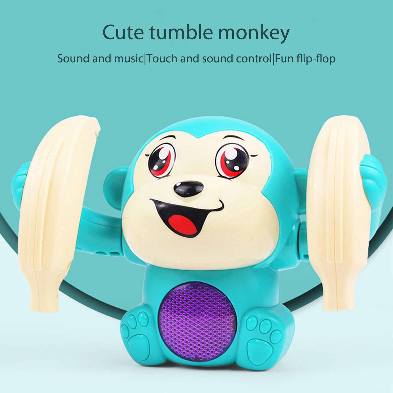 Electric Voice Control Tumbling Monkey Baby Toys Somersault Toy Light and Music Toy for Birthday Gift Early Educational Gift