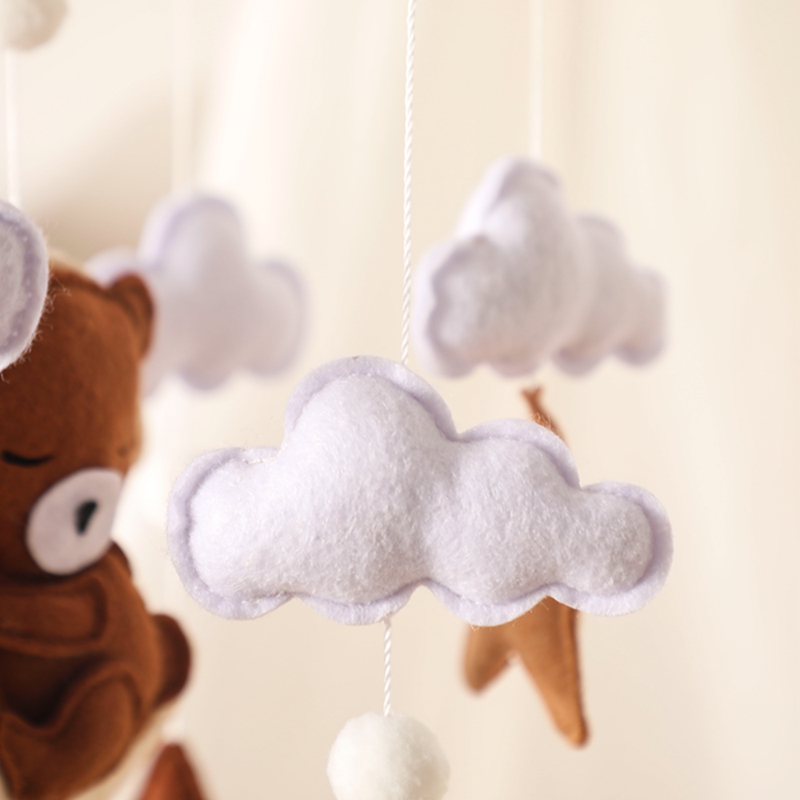 Lets Make Wooden Baby Rattles Soft Felt Cartoon Bear Cloudy Star Moon Hanging Bed Bell Mobile Crib Montessori Education Toys