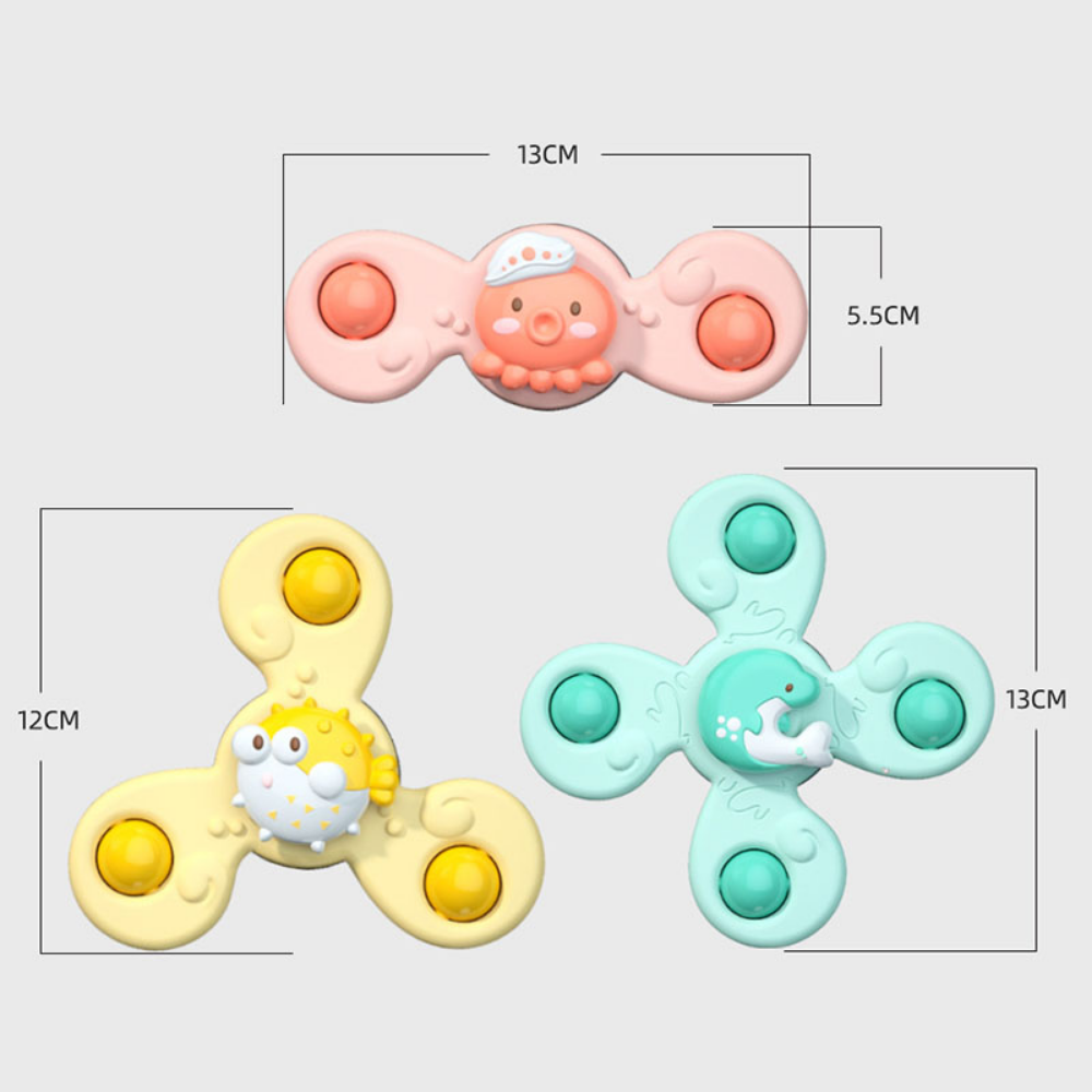 Montessori Baby Bath Toys For Boy Children Bathing Spinner Sucker Suction Cup Toy For Kids Funny Child Rotating Rattles Teether