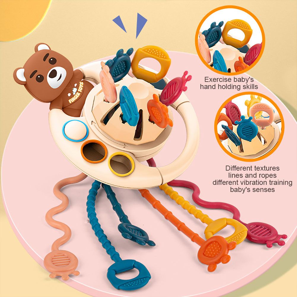 Baby Montessori Toys Pull String Sensory Toys Baby 6 12 Months Silicone Develop Teething Activity Toys for Kids Educational Toys