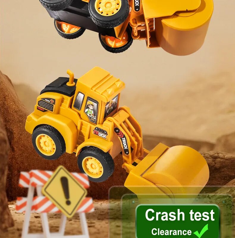 Engineering Vehicle Model Press Sliding Car Excavator Bulldozer Children Educational Construction Vehicle Toy Kids Boy Gift
