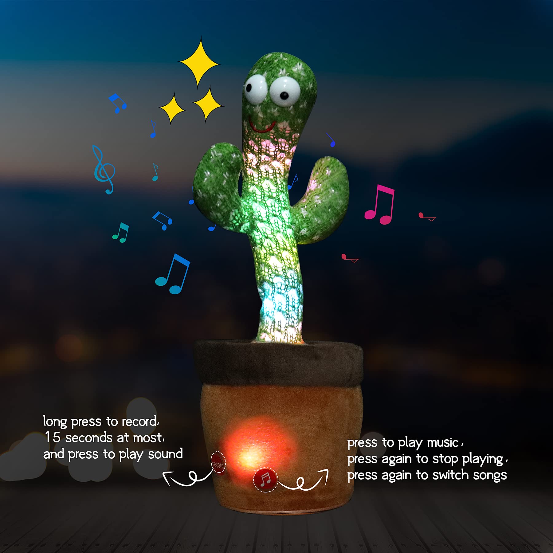 Sing And Dance Cactus Electron Plush Toy Soft Plush Doll Babies Cactus That Repeat What You Say Voice Interactive Bled