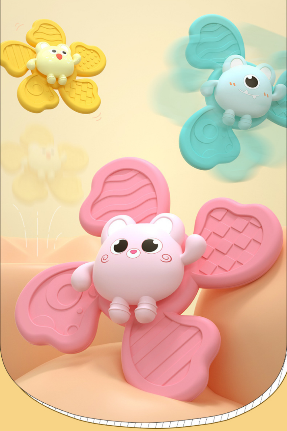 Montessori Baby Bath Toys For Boy Children Bathing Spinner Sucker Suction Cup Toy For Kids Funny Child Rotating Rattles Teether