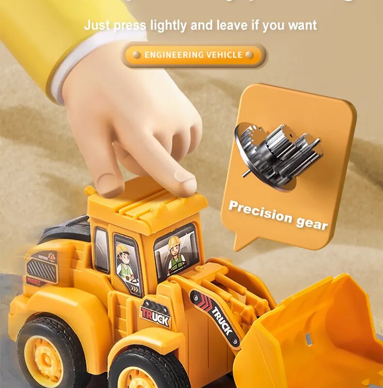 Engineering Vehicle Model Press Sliding Car Excavator Bulldozer Children Educational Construction Vehicle Toy Kids Boy Gift