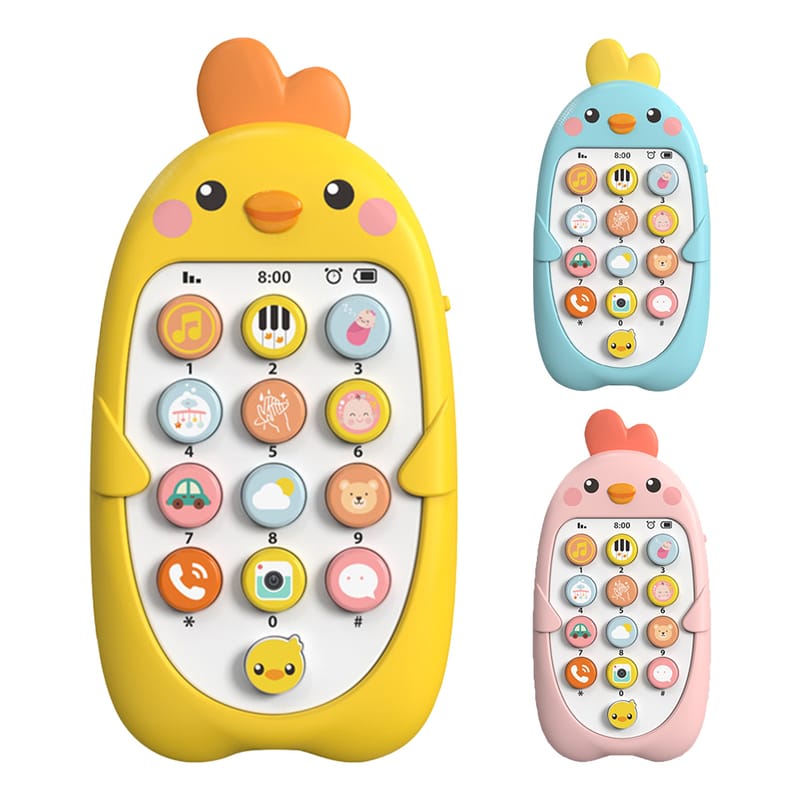 Electronic Baby Cell Phone Toy Battery Powered Silicone Baby Chewing Toys Plastic Early Educational Mobile Phone for Infant Gift