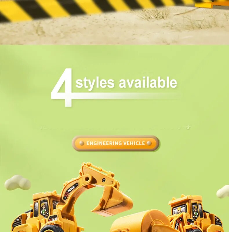Engineering Vehicle Model Press Sliding Car Excavator Bulldozer Children Educational Construction Vehicle Toy Kids Boy Gift