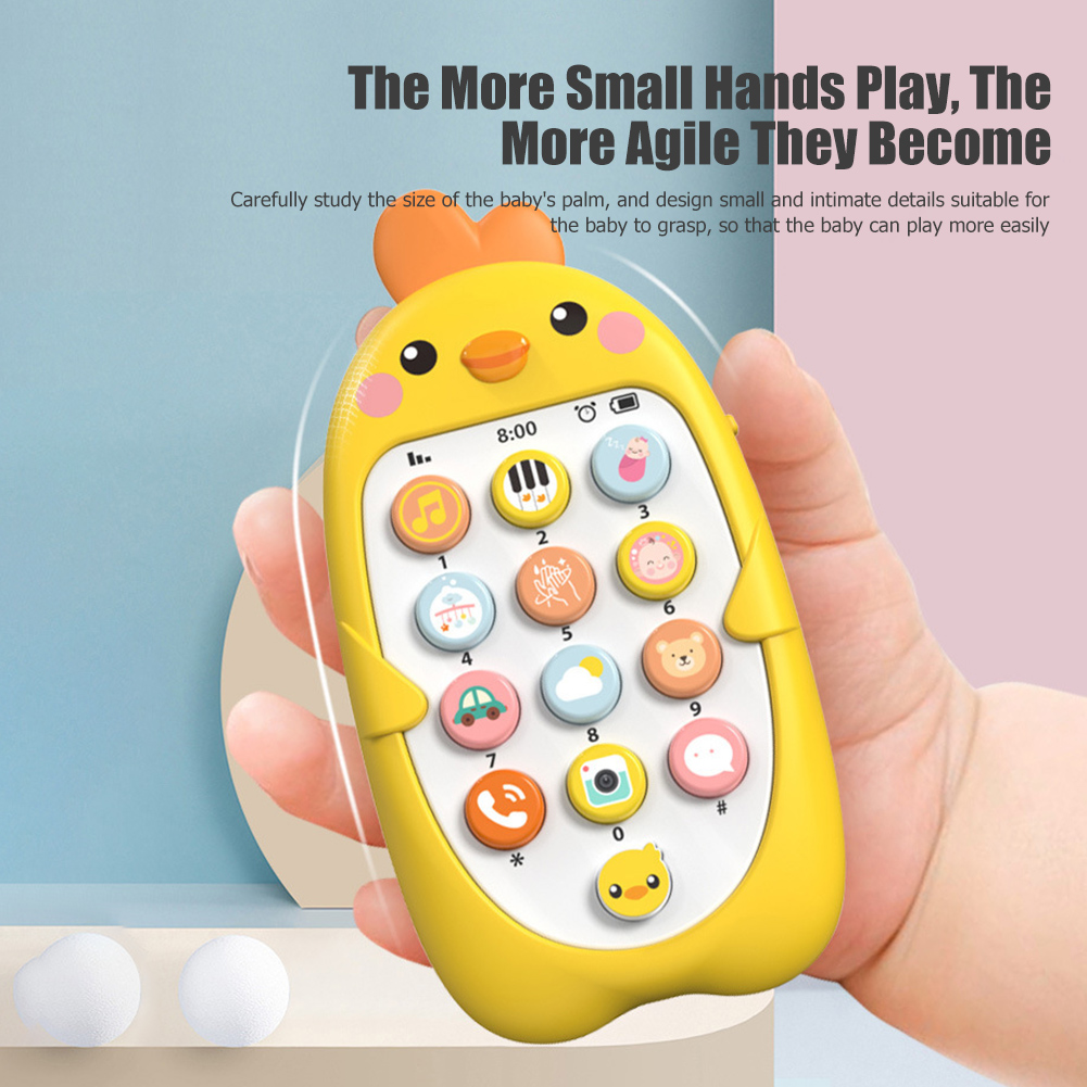 Electronic Baby Cell Phone Toy Battery Powered Silicone Baby Chewing Toys Plastic Early Educational Mobile Phone for Infant Gift