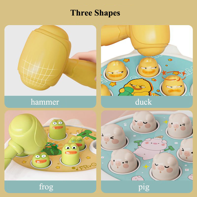 Duck/Frog/Pig Baby Toy Montessori Learning Game Educational Puzzle Gift for 12 24 Months Toddler Boy/Girl with Hammer