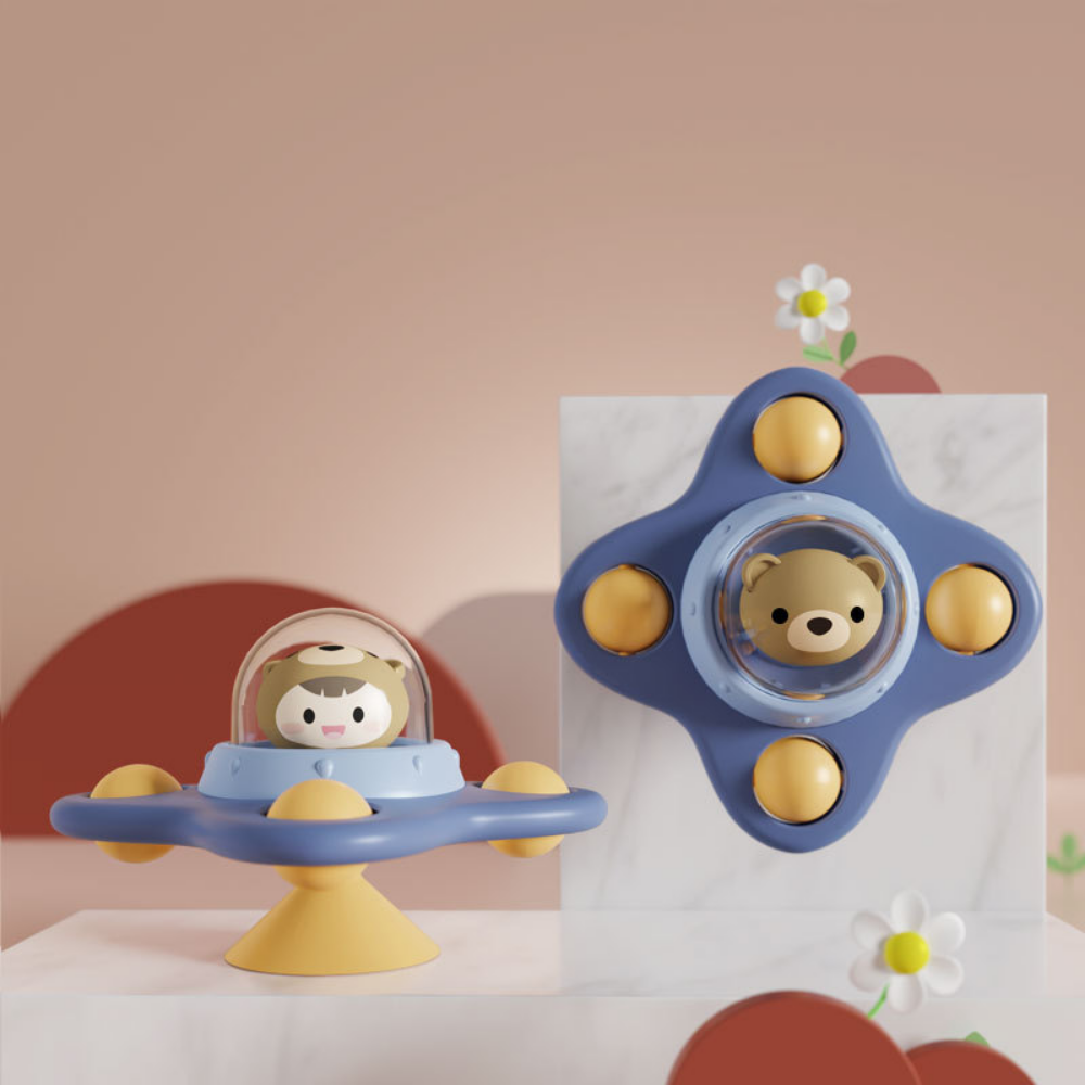 Montessori Baby Bath Toys For Boy Children Bathing Spinner Sucker Suction Cup Toy For Kids Funny Child Rotating Rattles Teether