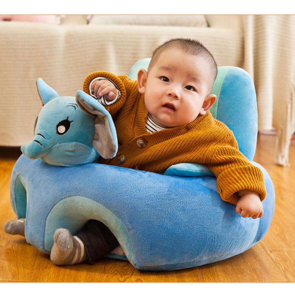 Baby Learn Sitting Sofa Seat Cover Cartoon Plush Support Seat Learn To Sit Baby Plush Toys For 0-3 M （Without Filler）