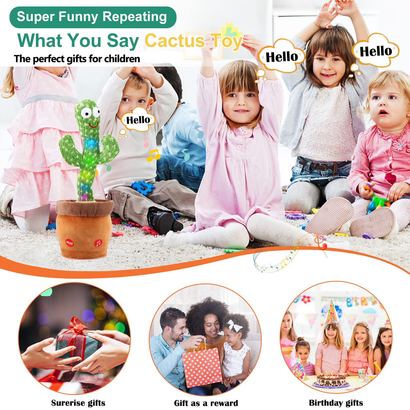 Sing And Dance Cactus Electron Plush Toy Soft Plush Doll Babies Cactus That Repeat What You Say Voice Interactive Bled
