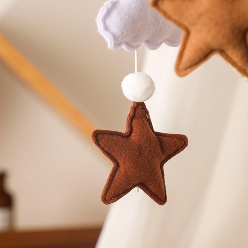 Lets Make Wooden Baby Rattles Soft Felt Cartoon Bear Cloudy Star Moon Hanging Bed Bell Mobile Crib Montessori Education Toys