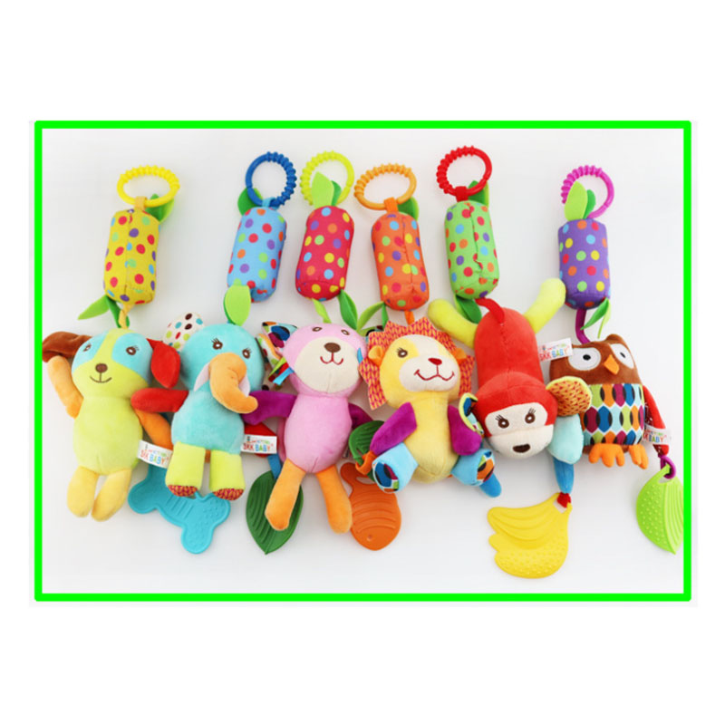 Good Quality Newborn Baby Rattles Plush Stroller Cartoon Animal Toys Baby Mobiles Hanging Bell Educational Baby Toys 0-24 Months
