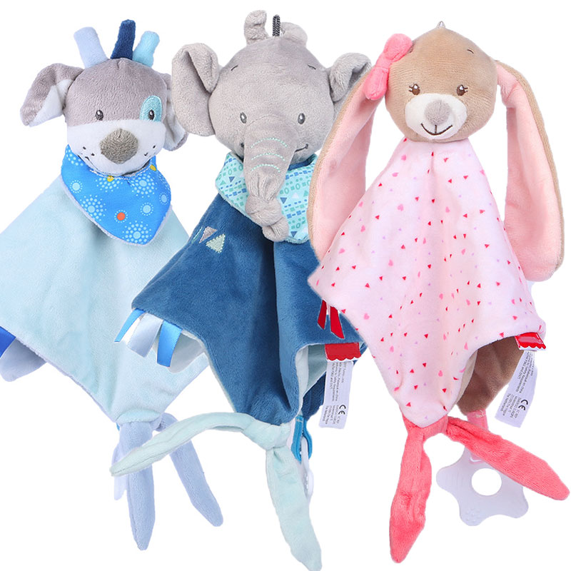 Baby Comforter Toys Plush Bunny Elephant Sleeping Towel Montessori Baby Rattles Stuffed Animals Appease Baby Toys 0 12 Months