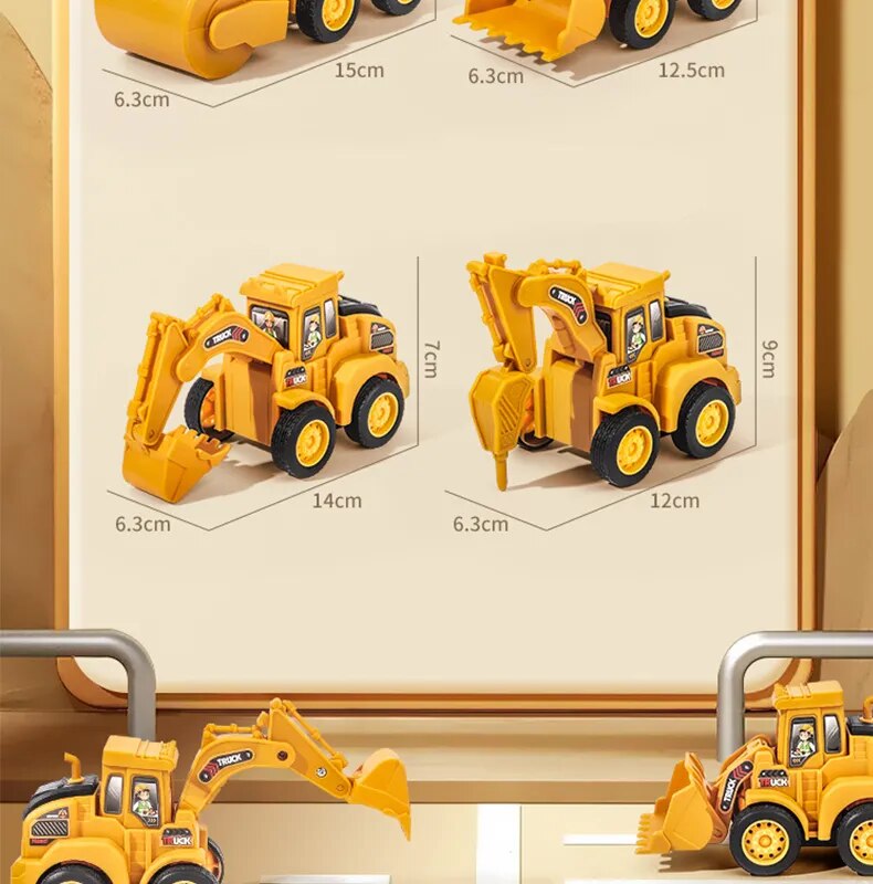 Engineering Vehicle Model Press Sliding Car Excavator Bulldozer Children Educational Construction Vehicle Toy Kids Boy Gift