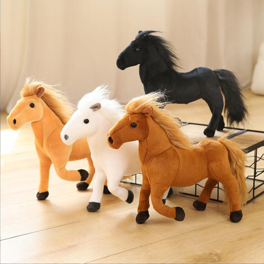 Cartoon Simulation White Black Horse Stuffed Children Plush Toy