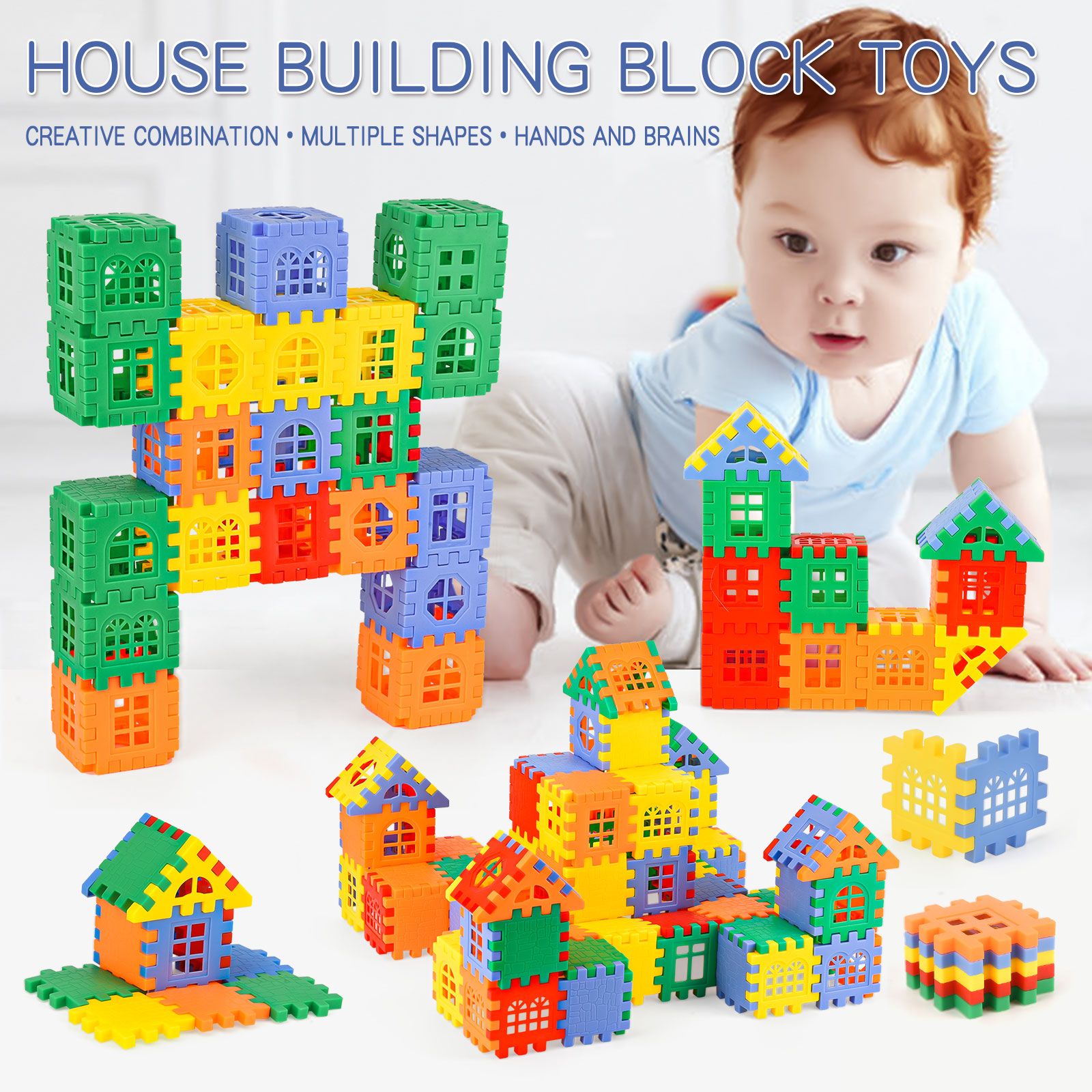 50pcs/lot Building Blocks Baby Paradise House spelling puzzle blocks City DIY Creative Model Figures Educational Kids Toys