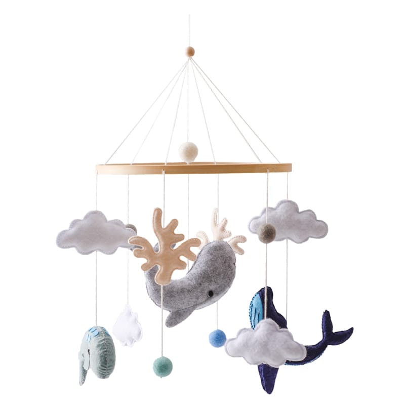 Let's Make Wooden Baby Rattles Soft Felt Cartoon Bear Cloudy Star Moon Hanging Bed Bell Mobile Crib Montessori Education Toys