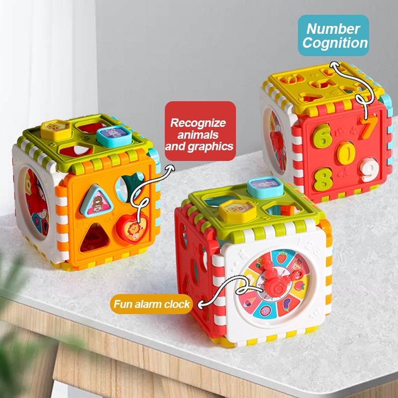 Puzzle Building Block Toy Shape Matching Hexahedron with Number Graphic Cognitive Block for Baby Puzzle Building Block Toy Shape Matching Hexahedron with Number Graphic Cognitive Block for Baby