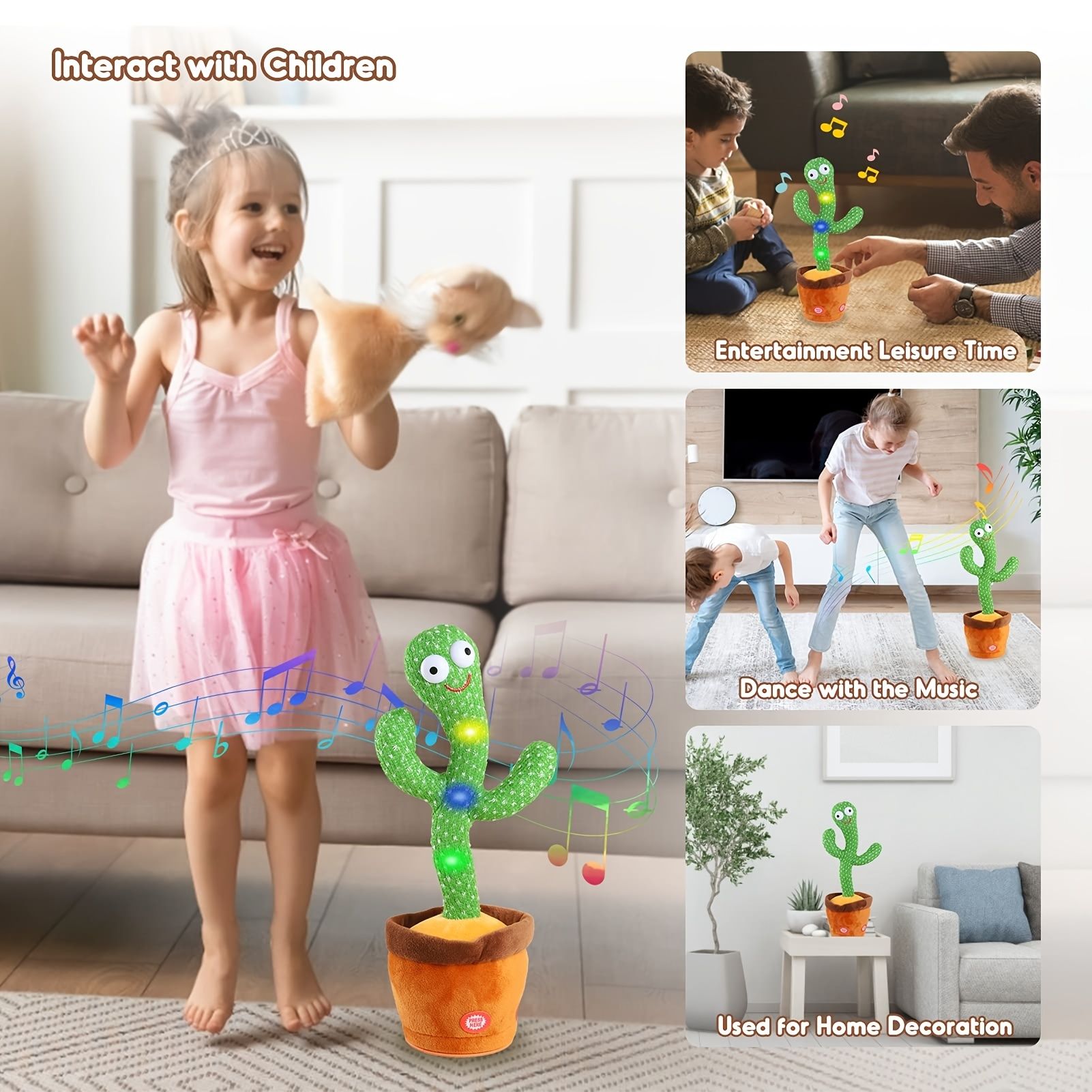 Sing And Dance Cactus Electron Plush Toy Soft Plush Doll Babies Cactus That Repeat What You Say Voice Interactive Bled